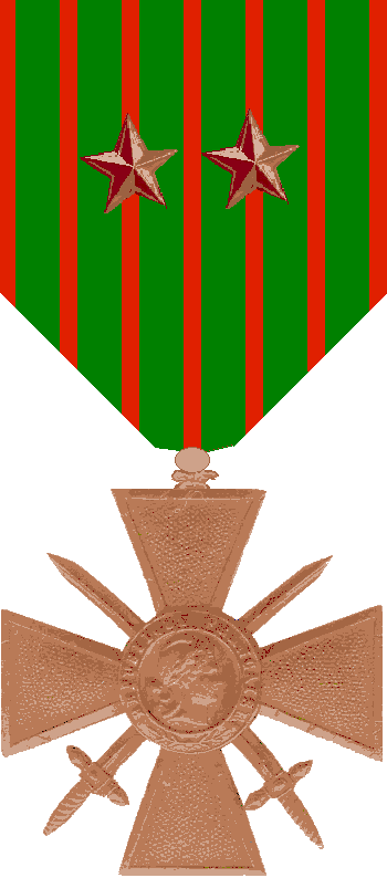 Croix de guerre 14-18 avec 2 étoiles de bronze