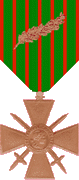Croix de guerre 1914-1918 avec plame de bronze