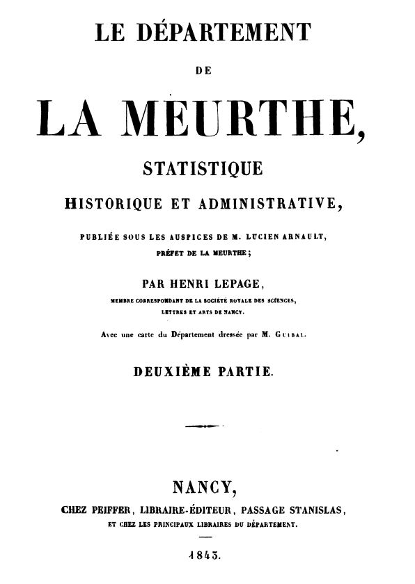 Le département de la Meurthe